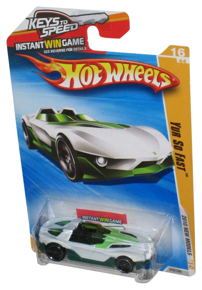 Hot Wheels Key To Speed 2010 New Models 16/44 '10 Yur So Fast White & Green Car  - Image 1 of 1