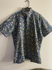 Reyn Spooner Shirt Mens L Floral Pineapple Grapes Hawaiian 1/2 Button Up Vintage - Picture 1 of 8