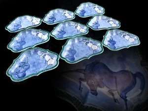 Y494: XF Japanese Imari-ware Colored porcelain Horse PLATE/dish 9pcs, auto - Picture 1 of 10