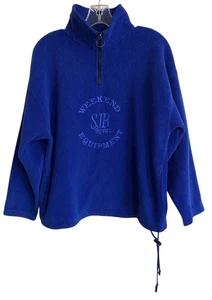 Vintage 90s St Johns Bay Fleece Pullover Size L Blue SJB Sport Weekend Equipment - Picture 1 of 19