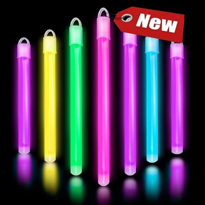 Paquete de barras luminosas de 6" para fiestas con tapas y cordones, multicolor Foto 1 de 4