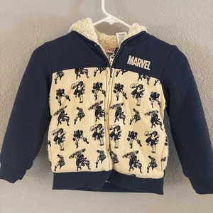 Marvel Super Heros Youth Plush Blue Ivory Size, 5 Embroidered Full Zip Fleece - Picture 1 of 5