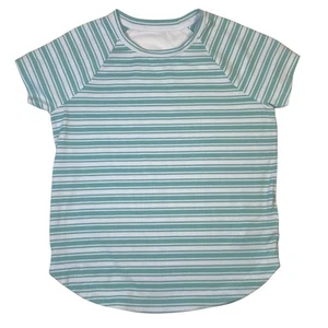 Athleta Girl Size M 8-10 Green Striped Short Sleeve Comeback Tee Shirt - Picture 1 of 7