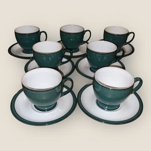 Denby Greenwich 7x Cups & Saucers Tea Coffee Old Shape Hardly Used Excellent - Picture 1 of 14