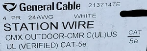 General Cable 2137147E GenSPEED 5000 24/4P UTP Cat5e Network CMX/CMR White/100ft - Picture 1 of 10