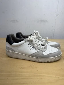 Allsaints Regan Leather Low Top Sneakers Shoes White Blue Men’s Size 13 US - Picture 1 of 12