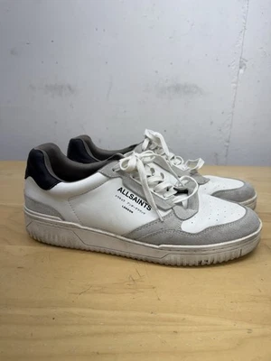 Allsaints Regan Leather Low Top Sneakers Shoes White Blue Men’s Size 13 US - Image 1 of 4