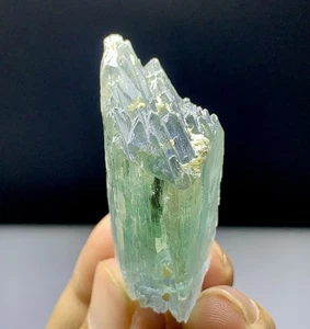Komplett geätzter natürlicher doppelendiger grüner Kunzit Kristall - 36 Gramm - Bild 1 von 8