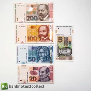 CROATIA: Set of 5 Croatia Kuna Banknotes. - Picture 1 of 3