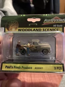 HO Scale Woodland Scenics AutoScenes AS5561 Paul's Fresh Produce Pickup Truck - Picture 1 of 3