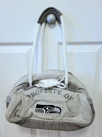 Seattle Seahawk Sweatshirt Purse Gray Tote Rope Handles Soft Fabric  preowned Cover