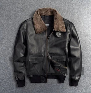 Mens Vintage Navy Air force Flight Bomber Bikers Lambskin Leather G1 A2 Jacket - Picture 1 of 4