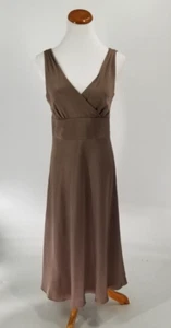 Vestido J CREW Talla 8 Sophia Seda Tricotino Marrón Taupe NUEVO - Imagen 1 de 4