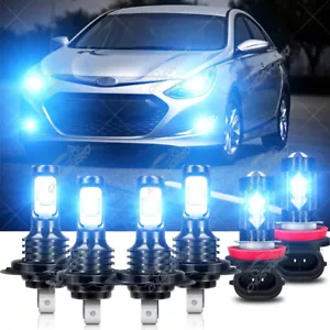 For Hyundai Sonata 2011-2014 - 6x Combo LED Headlight Fog Light Bulbs Kits 8000K - Picture 1 of 12