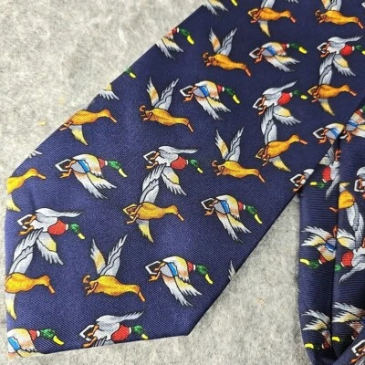 Alynn 100% Silk Mens  Necktie “Mallard Drake And Hen ” Made in USA - Image 1 of 4