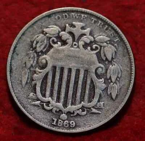 πΊπΈ 1869 Philadelphia Mint Shield Nickel USA - Picture 1 of 2