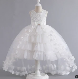 Girls Dress Ruffles Hi-Lo Kids Fancy Party Outfit Princess Costume Flower - Picture 1 of 39