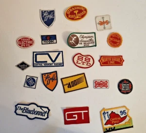 Lot of 19 Embroidered Railroad Patches reading Erie GT bluebonnet Vintage - Picture 1 of 9