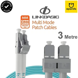 Premium LINKBASIC Multimode OM4 LC to SC LSZH Duplex LC-SC Fibre Optic Cable 3m - Picture 1 of 8