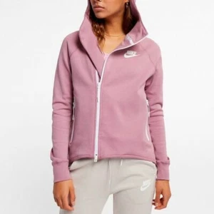 Nike Sportswear Tech Fleece Full Zip Cape Hoodie Women Plum Pink Lilac - SIZE XS - Picture 1 of 5