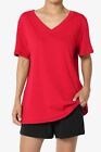 Themogan S~3X V Neck Cotton Oversized Loose T-Shirt Short Sleeve Relaxed Fit Tee
