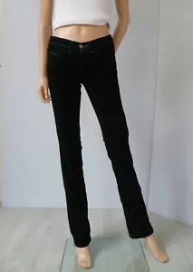 Neu ohne Etikett Killah Rag Flake Denim schwarz Low Rise Bootcut Jeans 25/UK 6-8 34" Bein - Bild 1 von 11