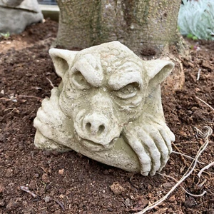Stein Gremlin Wand Statue Garten Grau Ornament Stimmungsvoll Wasserspeier Teufel Plakette Geschenk - Bild 1 von 5