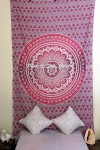 Mandala Tapestry White Twin Wall Decor Cotton Wall Hippie Wall Decor Throw - Picture 1 of 3