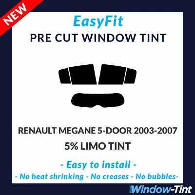 EasyFit Static Pre Cut Tint For Renault Megane 5-door 2003-07 - 5% Limo Rear - Image 1 of 3