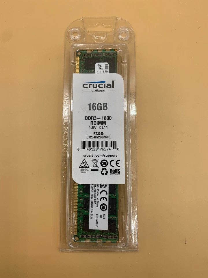 Crucial CT204872BB160B PC3-12800R DDR3 1600 16GB ECC REG 2RX4 (for Server ONLY) - Image 1 of 2