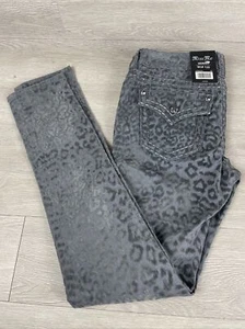 Pantalones de mezclilla Miss Me Cargo gris leopardo para niñas talla W 28 L 33 ajustados - Imagen 1 de 6