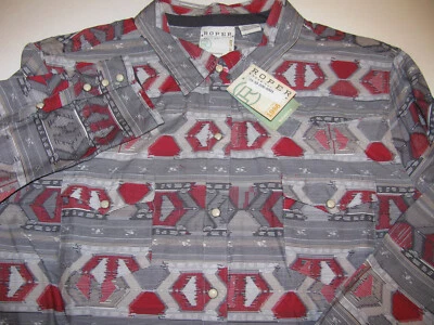 BNWT Roper Mujer’s XL SUROESTE Nativo Azteca MANGA LARGA WESTERN CAMISA A PRESIÓN Foto 1 de 4