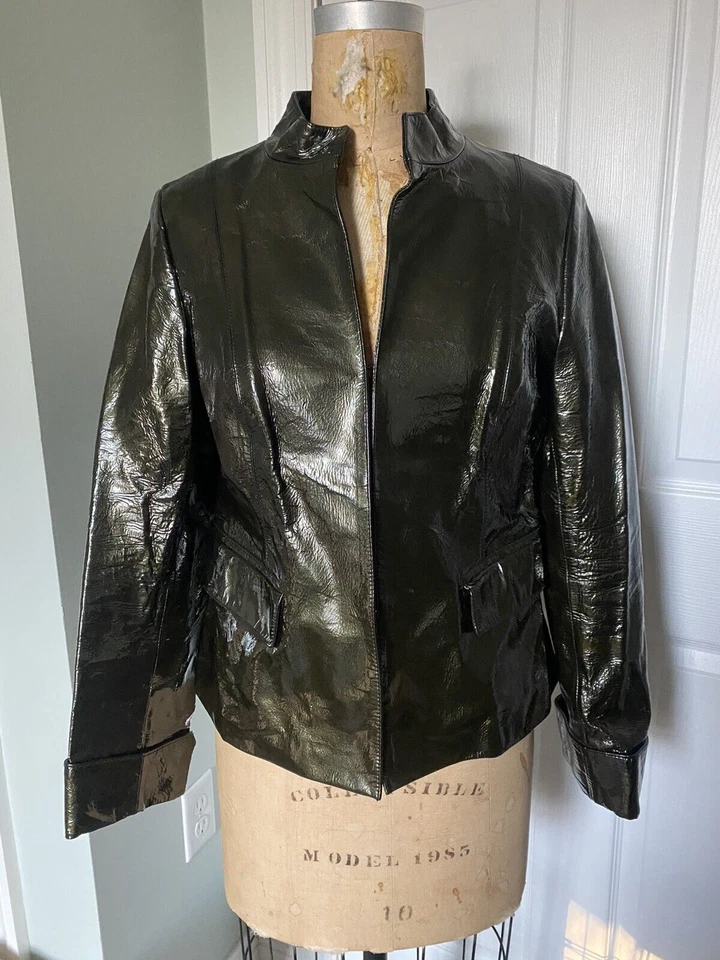 Chaqueta de charol brillante Lafayette 148 para mujer 6 blazer verde oscuro oliva Foto 1 de 4