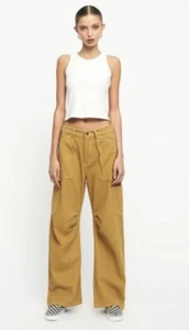 Lioness Miami Vice XS Women's Pants Mustard Denim Cargo Carpenter Baggy - Picture 1 of 4