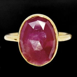 925 STERLING SILVER NATURAL PIGEON BLOOD RED RUBY OVAL CAB RING SIZE 6.75 - Picture 1 of 6