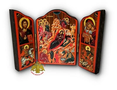 Orthodox Icon Triptych Nativity 3 Sizes Orthodoxes Ikonen Triptychon Weihnachten - Image 1 of 4