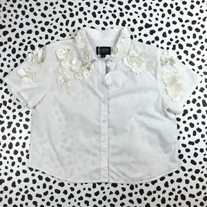 J.Crew NEW Collection kurz geschnittenes Hemd mit Knopfleiste Blumenapplikationen Gr. 6 CC241 - Bild 1 von 6