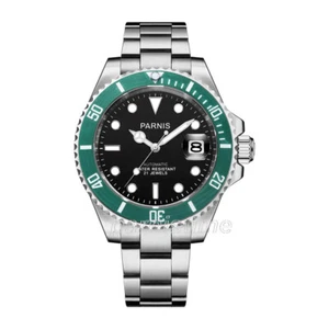 Parnis 40mm Zaffiro Automatico Quadrante Nero Marcatore Luminoso Lunetta Fibra di Carbonio - Foto 1 di 23