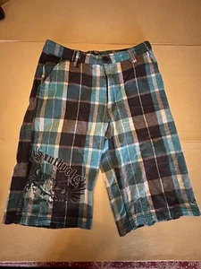 Southpole Chino Shorts Youth Boys Size 20 light blue Plaid Streetwear       d5 - Picture 1 of 12