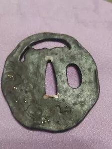 Japanisches antikes Tsuba Schwert Samurai Schwert Garde Eisen signiert Nobuie Kostenloser Versand - Bild 1 von 7
