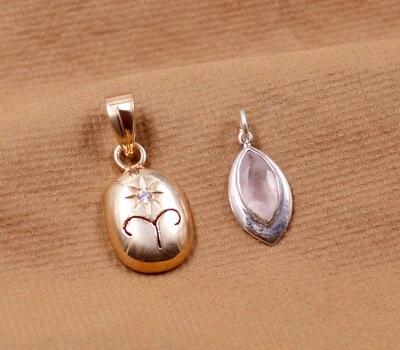 Ciondolo in argento combinato quarzo rosa spedizione gratuita gioielli in arg... - Immagine 1 di 4