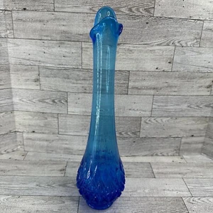 "Florero oscilante azul hielo cobalto Fenton con pedestal de diamante 13,5"" leer* LE Smith embalaje original" - Imagen 1 de 15