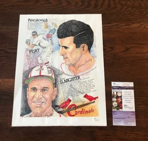 ENOS SLAUGHTER / JOHNNY PESKY Autograph 11x14 Photo JSA AUTH Signed Auto - Picture 1 of 5