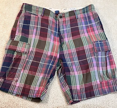 Pantalones Cortos De Colección Polo Ralph Lauren Para Hombres Talla 35 Madrás Algodón a Cuadros Frente Plano Carga 9" Foto 1 de 4