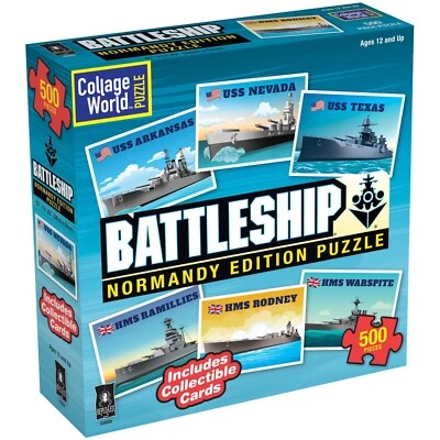 Battleship Normandy Edition Puzzle 500-Piece with Collectible Cards Bepuzzled - Image 1 of 4