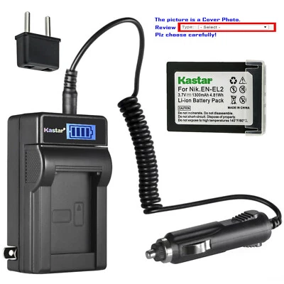 Kastar Battery LCD AC Charger for Nikon EN-EL2 MH-60 Nikon Coolpix SQ Camera Foto 1 de 4