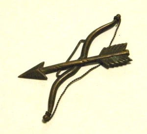 Vtg Indian Bow & Arrow Pin Brass 2 3/4" x 1 1/2" Unmarked - Picture 1 of 2