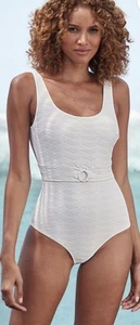 Sunseeker Australia Women's Sz 10 One Piece Swimsuit In Textured White New - Picture 1 of 5