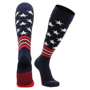 Calcetines TCK USA Freedom de béisbol/softbol sobre la pantorrilla - azul marino/escarlata/blanco - LG - Imagen 1 de 4