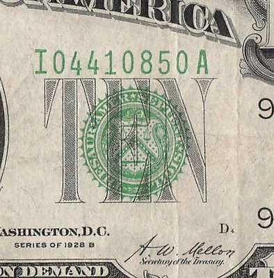 1928 B Minneapolis Ten Dollar Bill I04410850A Gold Clause - Image 1 of 4